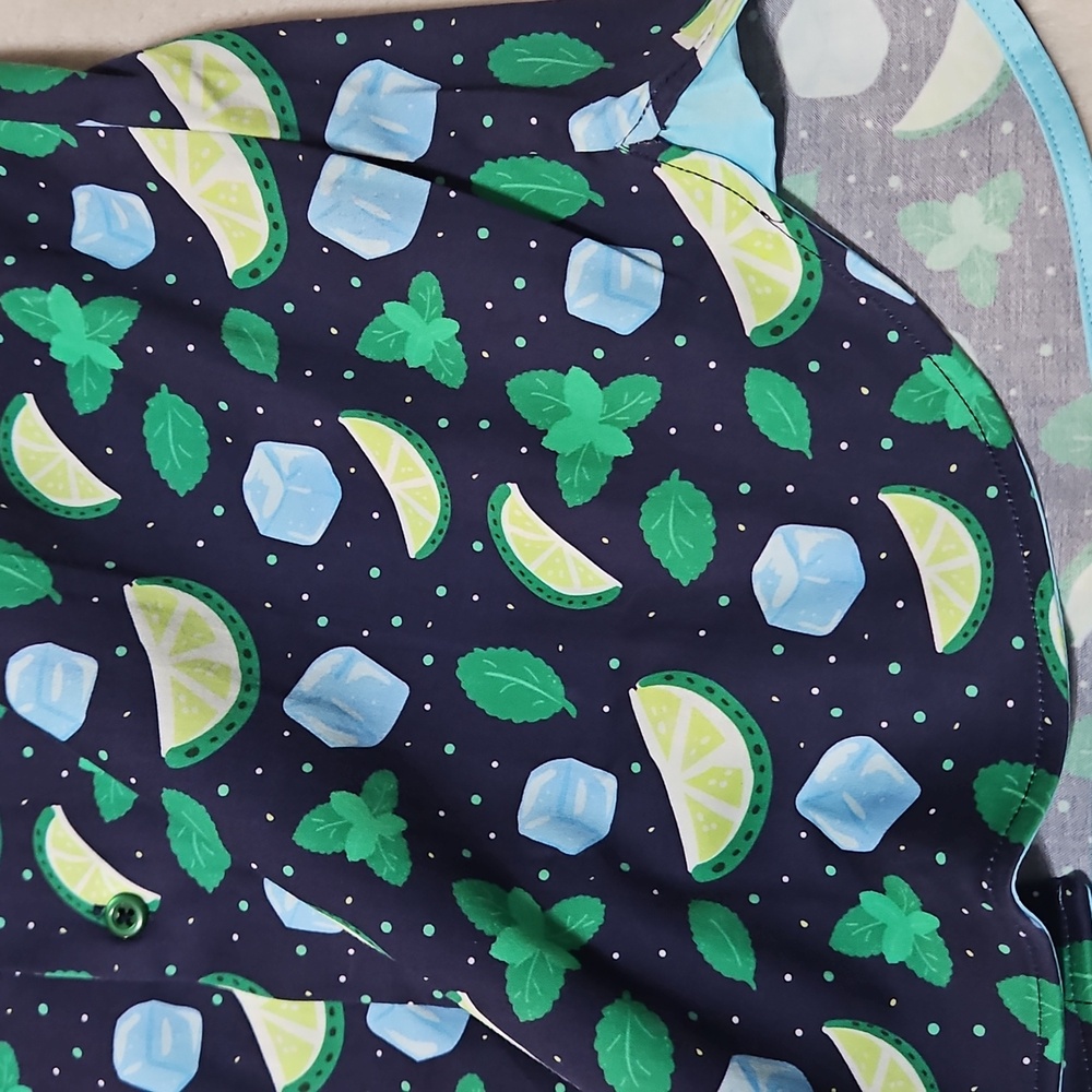 Visconti Black Men's Short Sleeve Button-up: Size- Medium- Navy Mojito Print - Picture 5 of 10